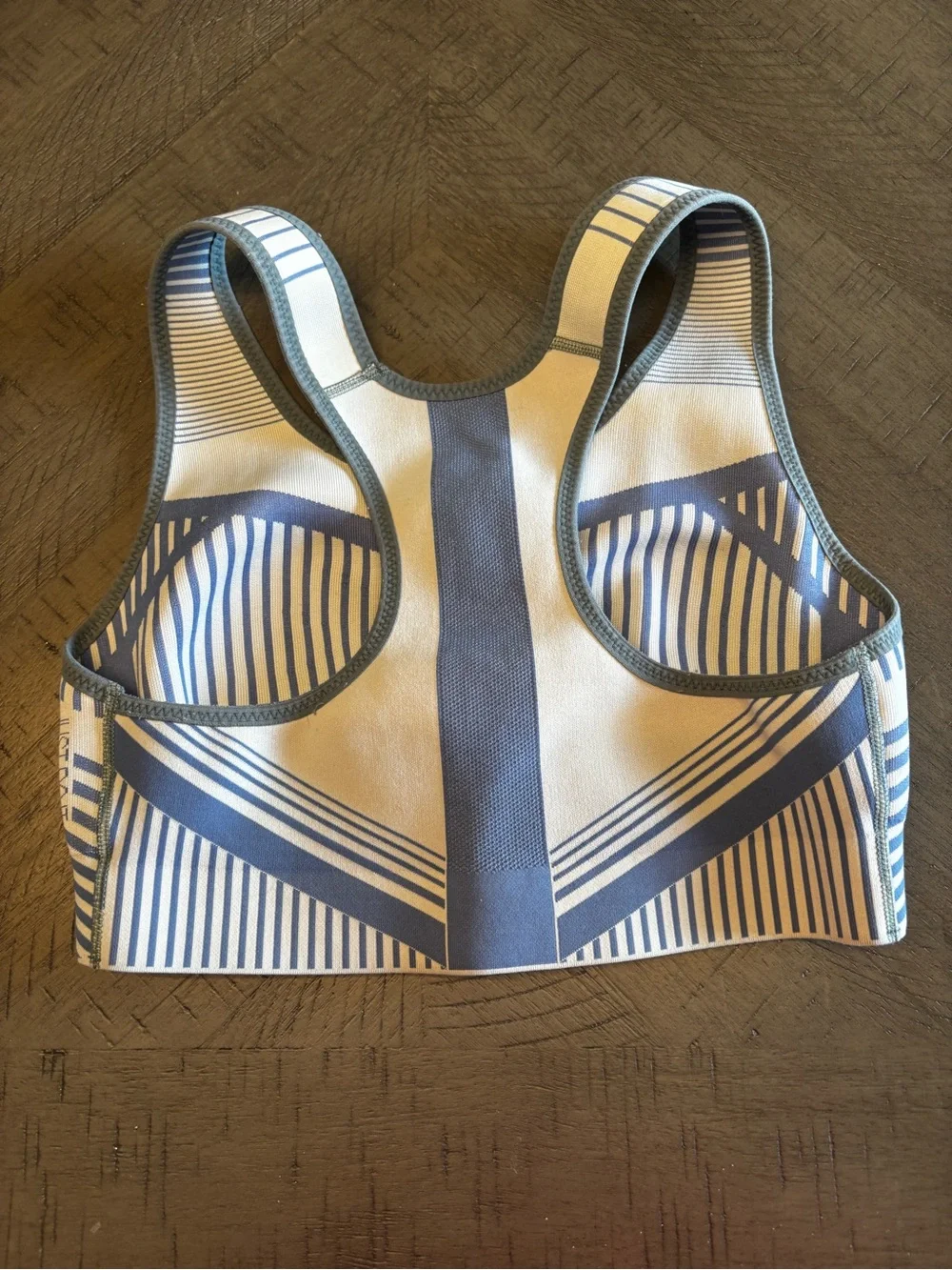 Nike yellow/cream and grey Striped Racerback high impact Sports Bra